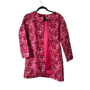 The Metropolitan Opera Pink Floral Open Front Blazer Jacket Preppy Womens Medium